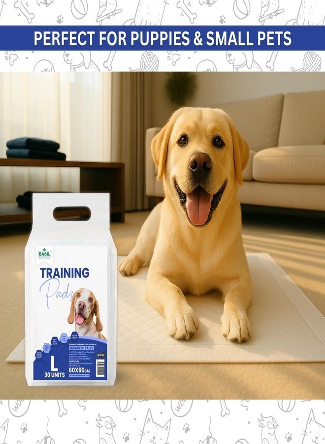 Basil Dogs Training Pads | Ultra-Absorbent & Leakproof Pet Pee Pads | Odor Control, Non-Slip Stick-On Tape | Soft & Comfortable for Indoor & Outdoor Puppy Training | 60 x 60cm | 15 pcs - Image 4